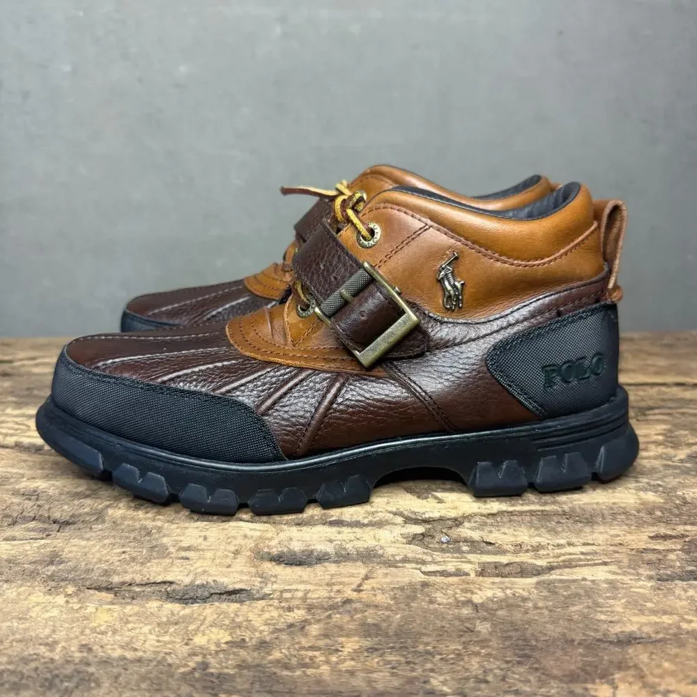 Polo Ralph Lauren Dover III Men 7.5D Brown Leather Duck Boots Preppy Gorpcore